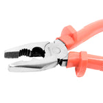 Alicate Universal 8 Aço Cabo PVC Reforçado Tradestar - Ferramenta manual para cortar, segurar e torcer fios e objetos. Alicate com cabo ergonômico laranja e corpo em aço resistente, ideal para uso profissional e doméstico.