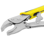 Alicate de Pressão Cabo Emborrachado 10'' curvo Tradestar - Ferramenta manual para fixação e pressão, com cabo amarelo e design curvo para melhor acesso. Ideal para trabalhos em diversas aplicações.