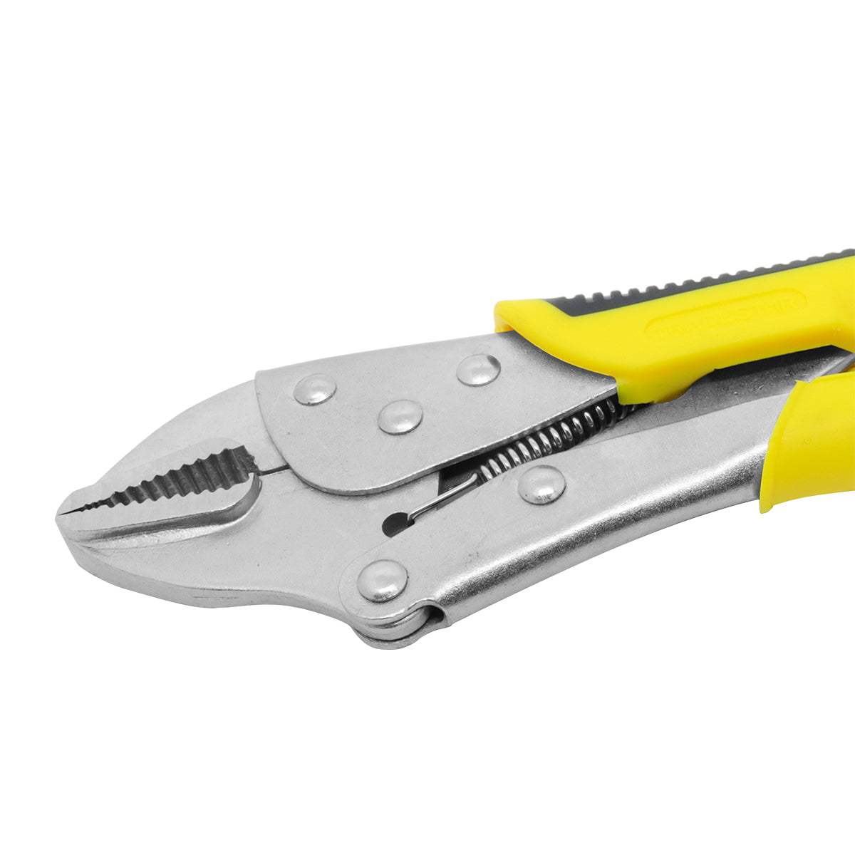 Alicate de pressão com cabo emborrachado de 10 polegadas e mordente reto. Ferramenta de fixação e aperto, ideal para trabalhos manuais e profissionais. Possui mordente reto para melhor aderência e cabo ergonômico para conforto.