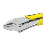 Alicate de pressão com cabo emborrachado de 10 polegadas e mordente reto. Ferramenta de fixação e aperto, ideal para trabalhos manuais e profissionais. Possui mordente reto para melhor aderência e cabo ergonômico para conforto.
