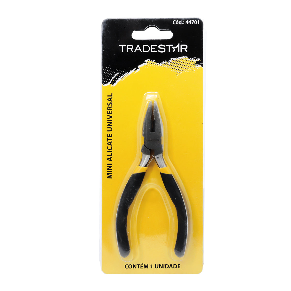Alicate Universal Mini Profissional Emborrachado 4,5 C/ Mola Tradestar, ferramenta manual para agarrar, torcer, dobrar e cortar fios e cabos. Alicate com cabo emborrachado para maior conforto e segurança no uso. Ideal para serviços precisos e trabalhos em espaços apertados.