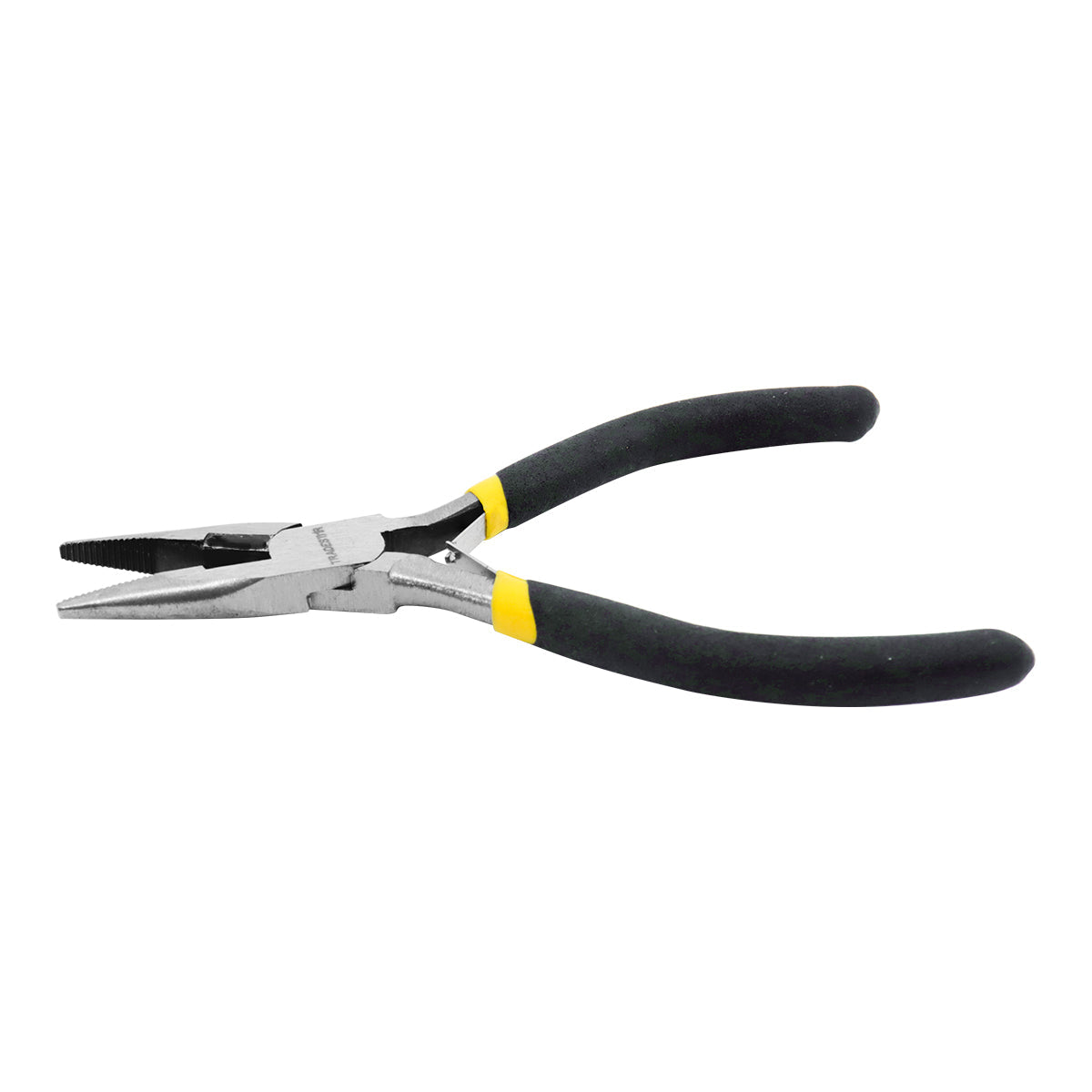 Alicate Bico Meia Cana Reto Mini Profissional 4.1/2, ferramenta de aço carbono com cabo emborrachado para cortar, dobrar e torcer fios e cabos. Ideal para uso profissional e doméstico.