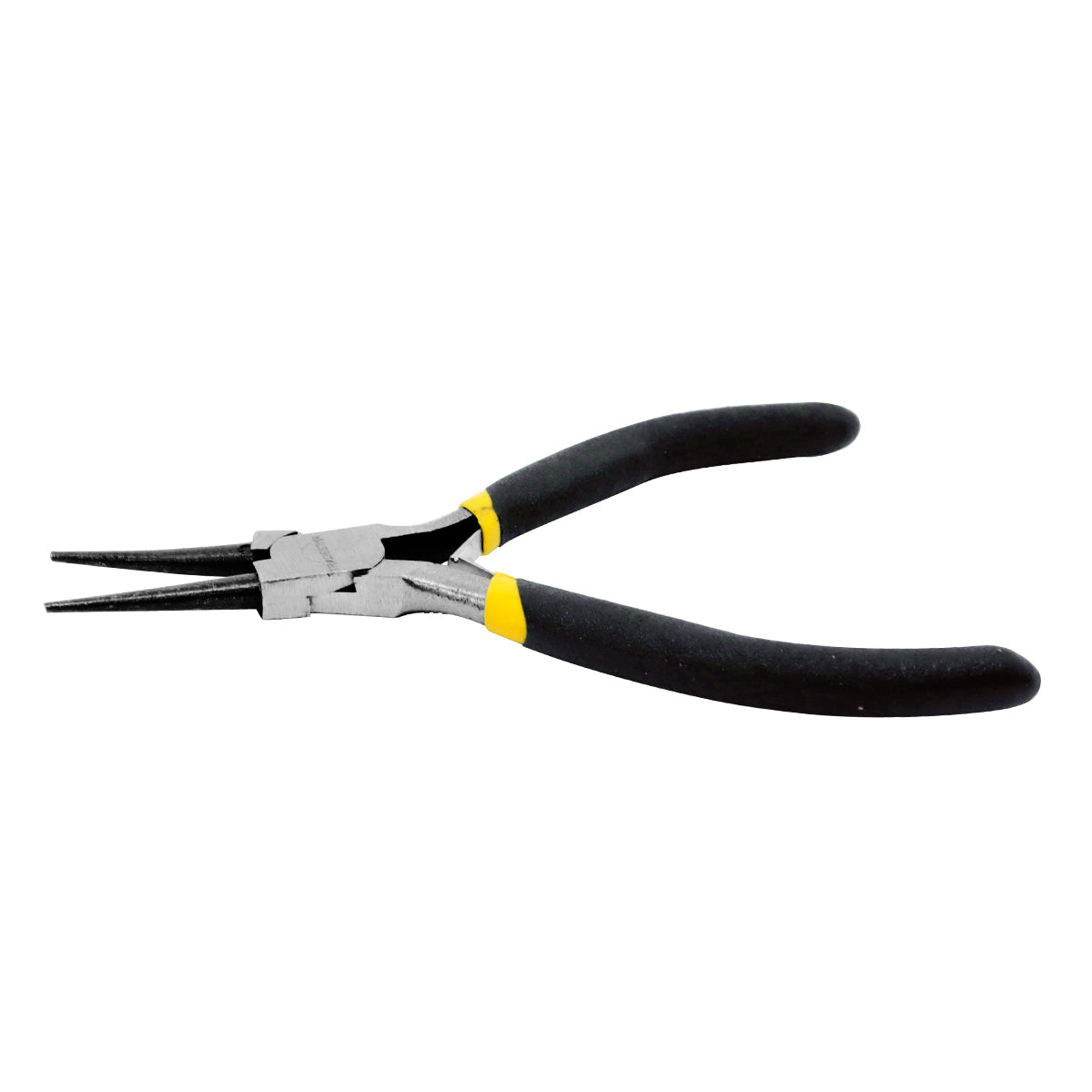 Alicate Bico Redondo Mini Profissional Reforçado 4.1/2, ideal para trabalhos de precisão em eletrônica, artesanato e modelismo. Fabricado em aço carbono com cabo emborrachado para maior conforto e segurança. Ferramenta essencial para agarrar, torcer, dobrar e cortar fios e pequenos materiais.