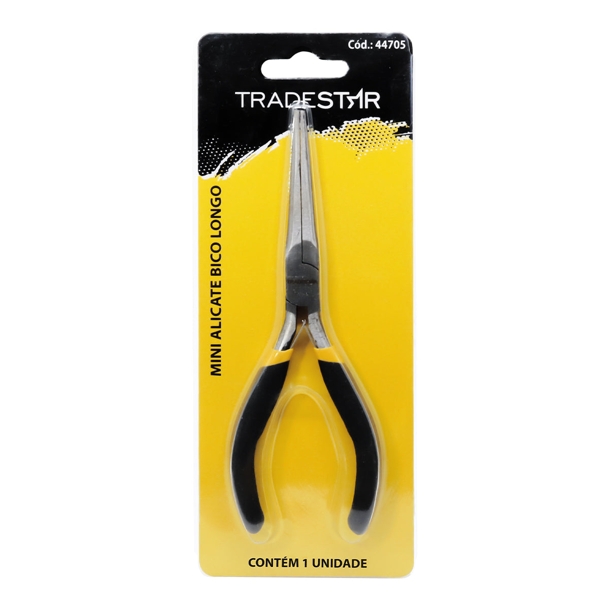 Mini alicate 5.1/2 bico longo meia cana para bijuteria e artesanato, ideal para trabalhos delicados. Ferramenta manual com cabo emborrachado e design preciso para montagem de bijuterias e artesanato. Marca Tradestar.