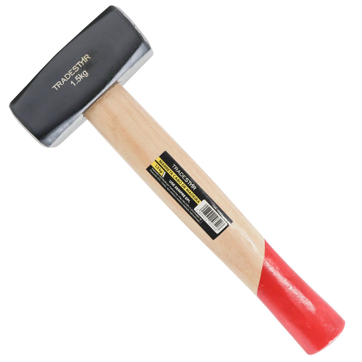 Marreta Tradestar 1,5 Kg em aço forjado com cabo de madeira, ideal para construção, demolição e trabalhos pesados. Ferramenta robusta e ergonômica para uso profissional e doméstico.