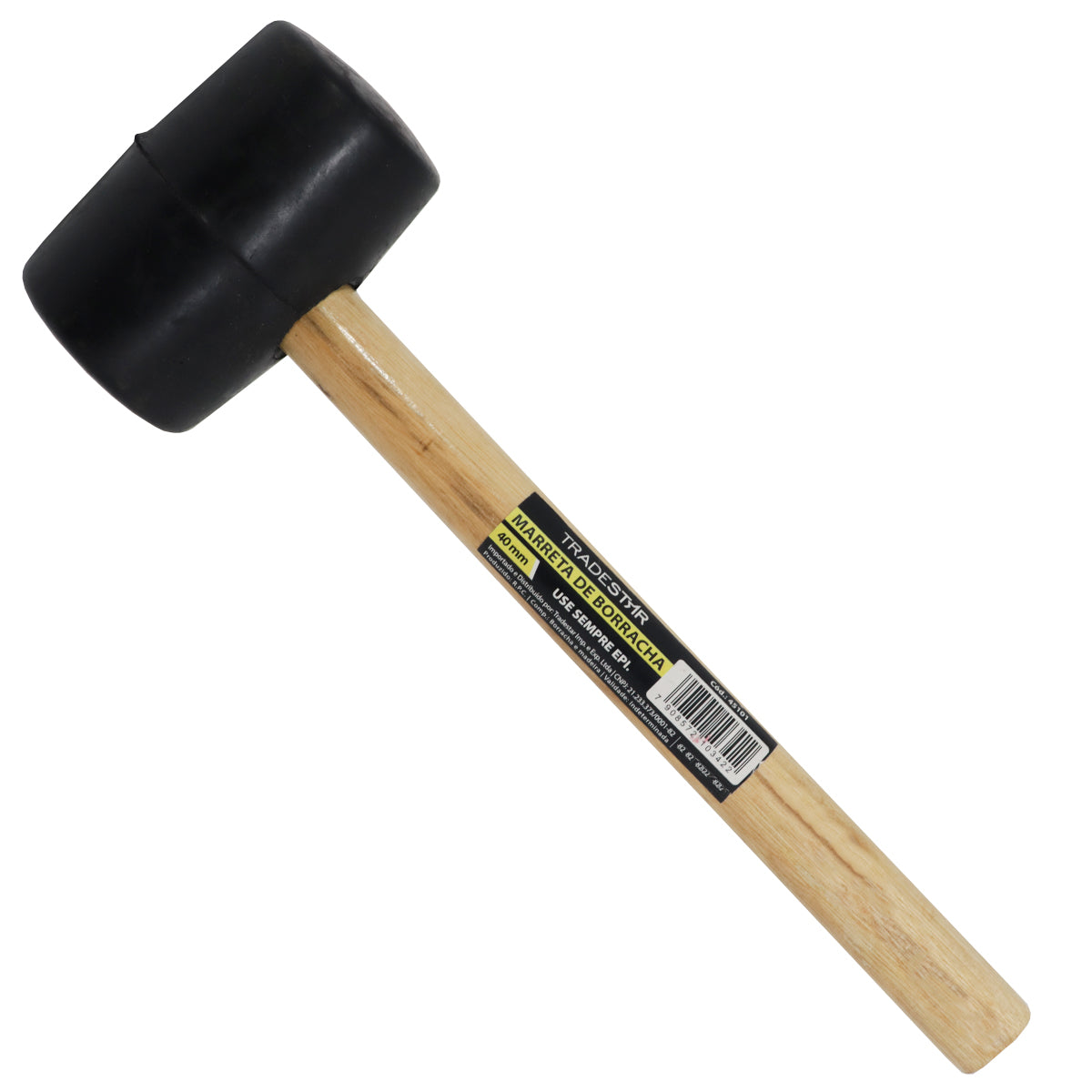 Martelo de Borracha Preta 40MM 295g Cabo Madeira Tradestar - Ferramenta ideal para marcenaria, reparos e instalações delicadas. Cabo ergonômico de madeira, cabeça de borracha preta para impactos precisos. Compre agora!
