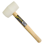 Martelo de borracha branco 40mm Tradestar para assentar pisos, ideal para cerâmica, porcelanato e ladrilhos. Ferramenta de construção com cabo de madeira e cabeça de borracha branca, proporcionando impacto suave e evitando danos.