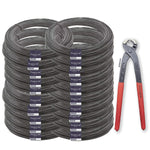 Kit 20 rolos de arame recozido liso 1 kg e alicate torquês armador para construção civil. Arame BWG 18 para amarração de ferragens, ideal para estruturas de concreto armado. Alicate torquês armador 8 polegadas para facilitar o trabalho.