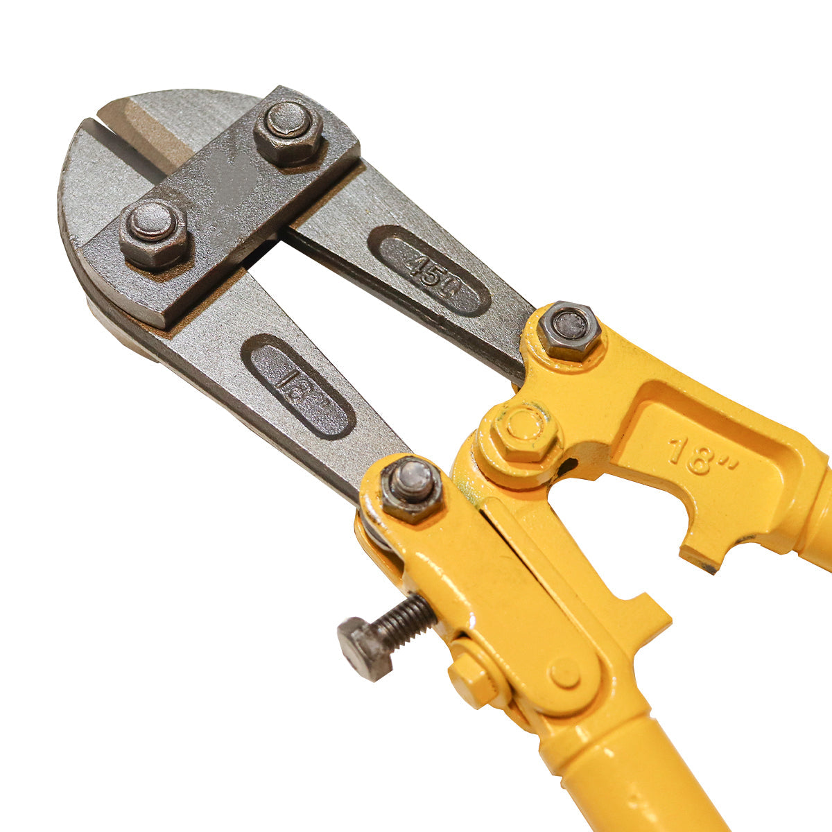 Tesoura alicate corta vergalhão 18 polegadas (450mm) para ferro, aço e cadeados. Ferramenta robusta com corpo em aço, empunhadura ergonômica e capacidade de corte para construção, segurança e projetos personalizados. Ideal para cortar vergalhões, cadeados e correntes com precisão e eficiência.