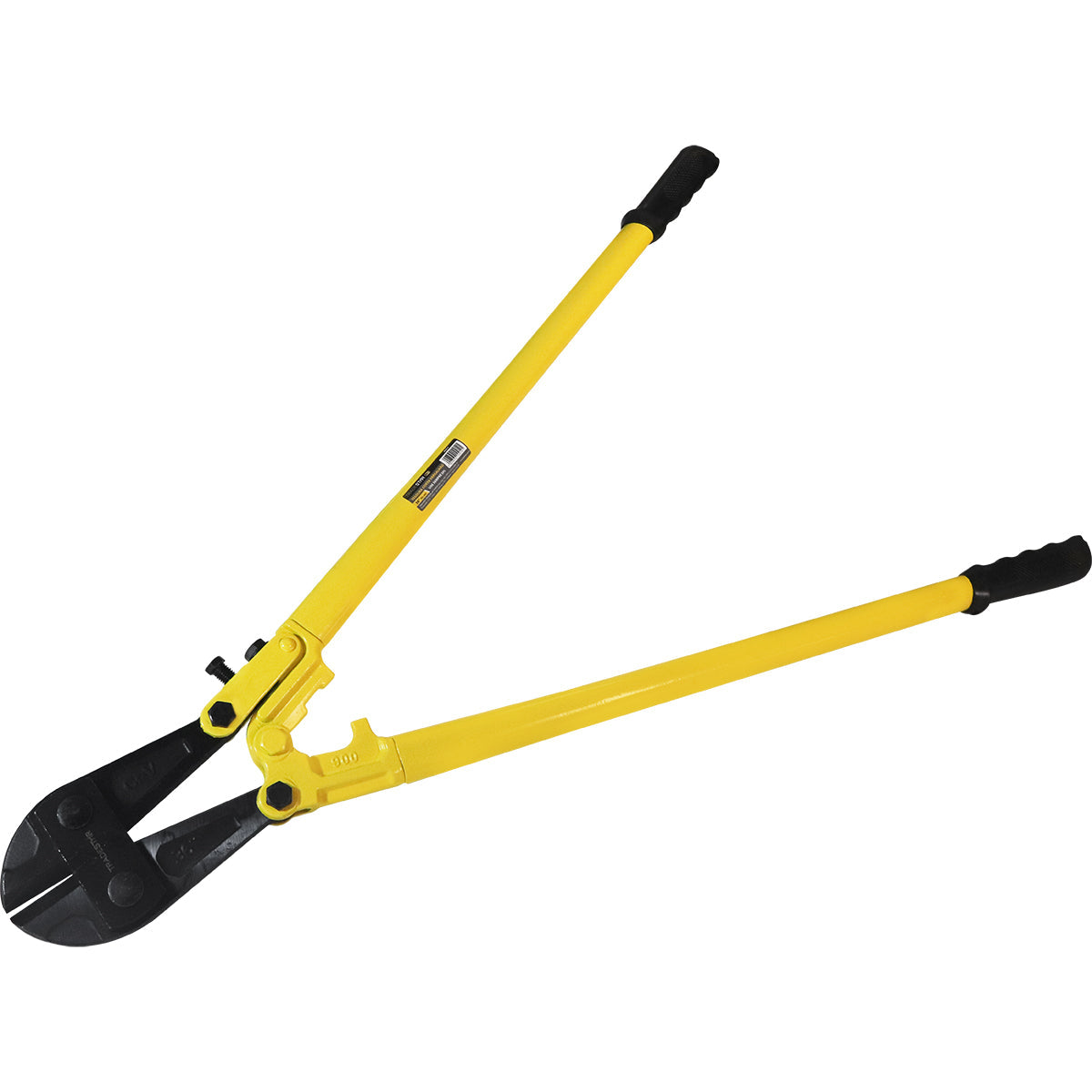 Tesoura Alicate Corta Vergalhão Pro 36" CRV Tradestar - Ferramenta manual amarela para corte de vergalhões de aço, ideal para construção civil e serralheria. Possui lâminas de aço carbono e design robusto.