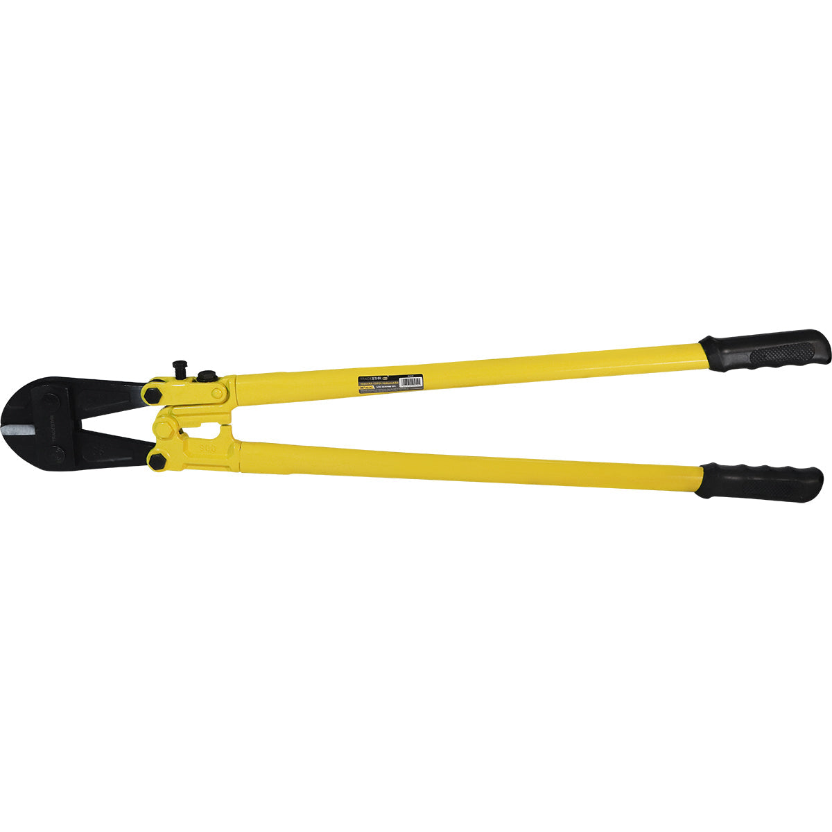 Tesoura Alicate Corta Vergalhão Pro 36" CRV Tradestar - Ferramenta manual amarela para corte de vergalhões de aço, ideal para construção civil e indústria. Possui lâminas de aço carbono e design robusto.