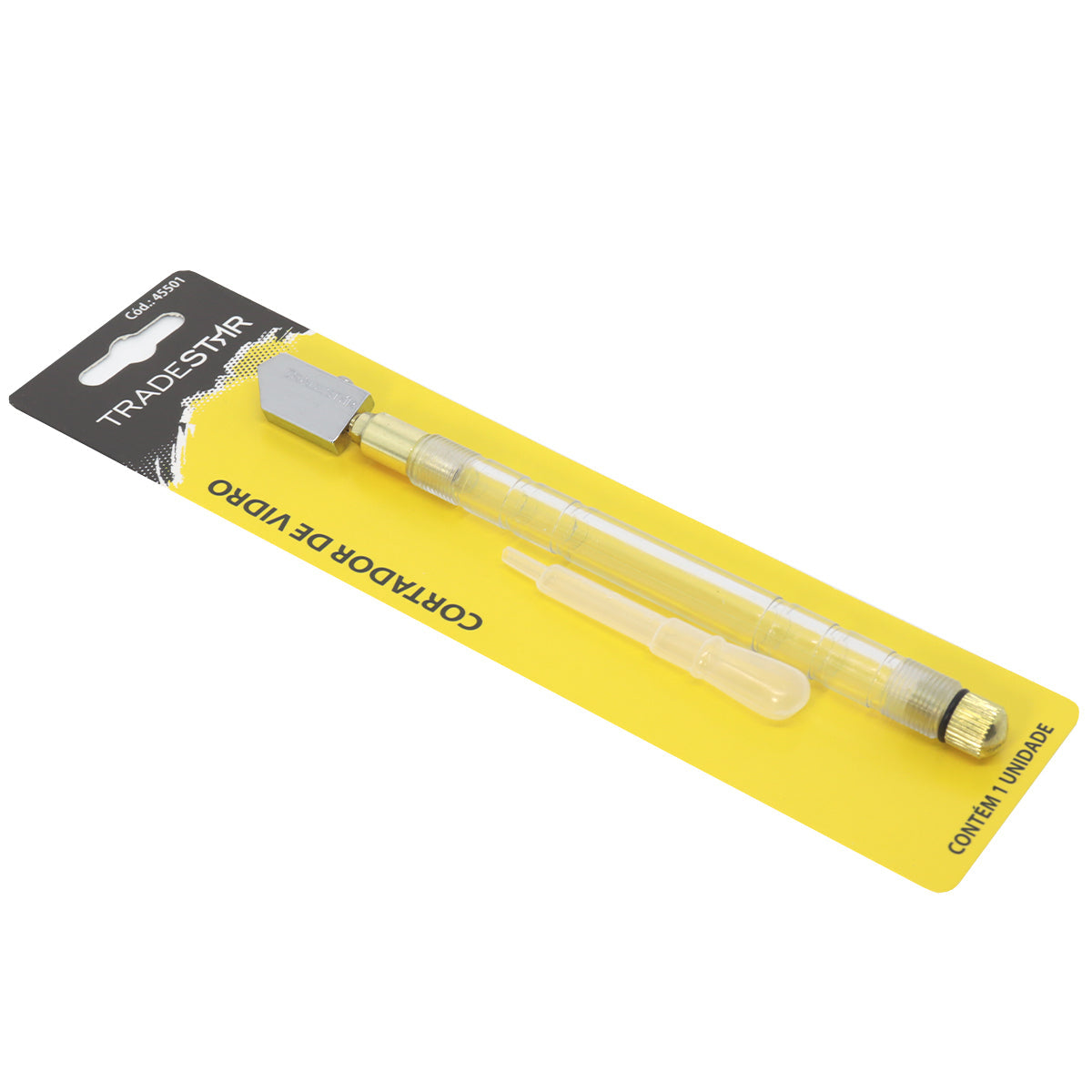Cortador de Vidro Espelho Profissional Tipo Caneta Tradestar - Ferramenta para cortes precisos em vidros e espelhos, com sistema de lubrificação automática e design ergonômico. Ideal para vidraçarias, bricolagem e artesanato. Inclui bisnaga dosadora.