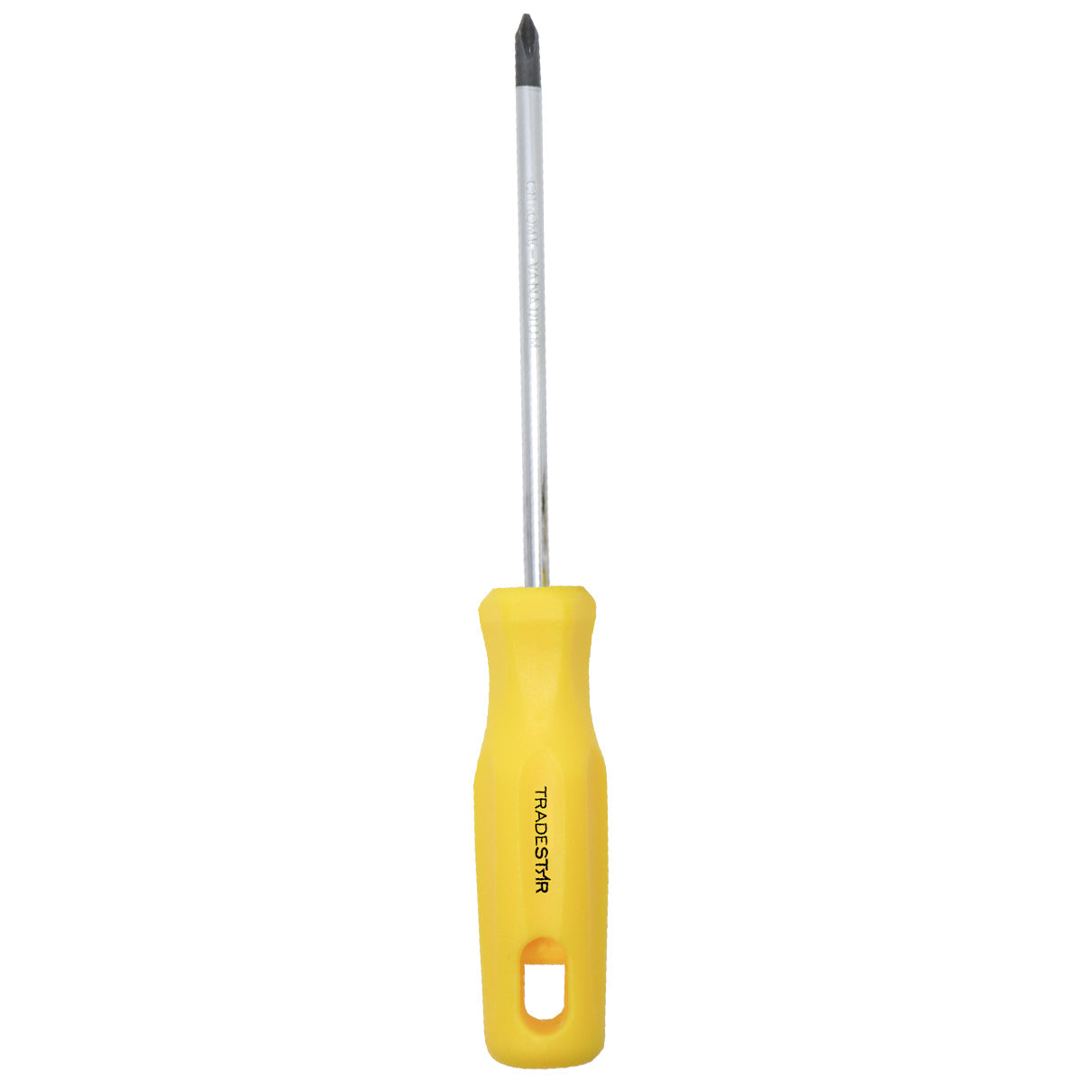 Chave Phillips 1/4x5" Ponta Imantada Tradestar - Chave de fenda com ponta Phillips, haste de aço cromo vanádio, cabo ergonômico amarelo, ideal para parafusar e manutenção. Ferramenta manual Tradestar para uso profissional e doméstico.