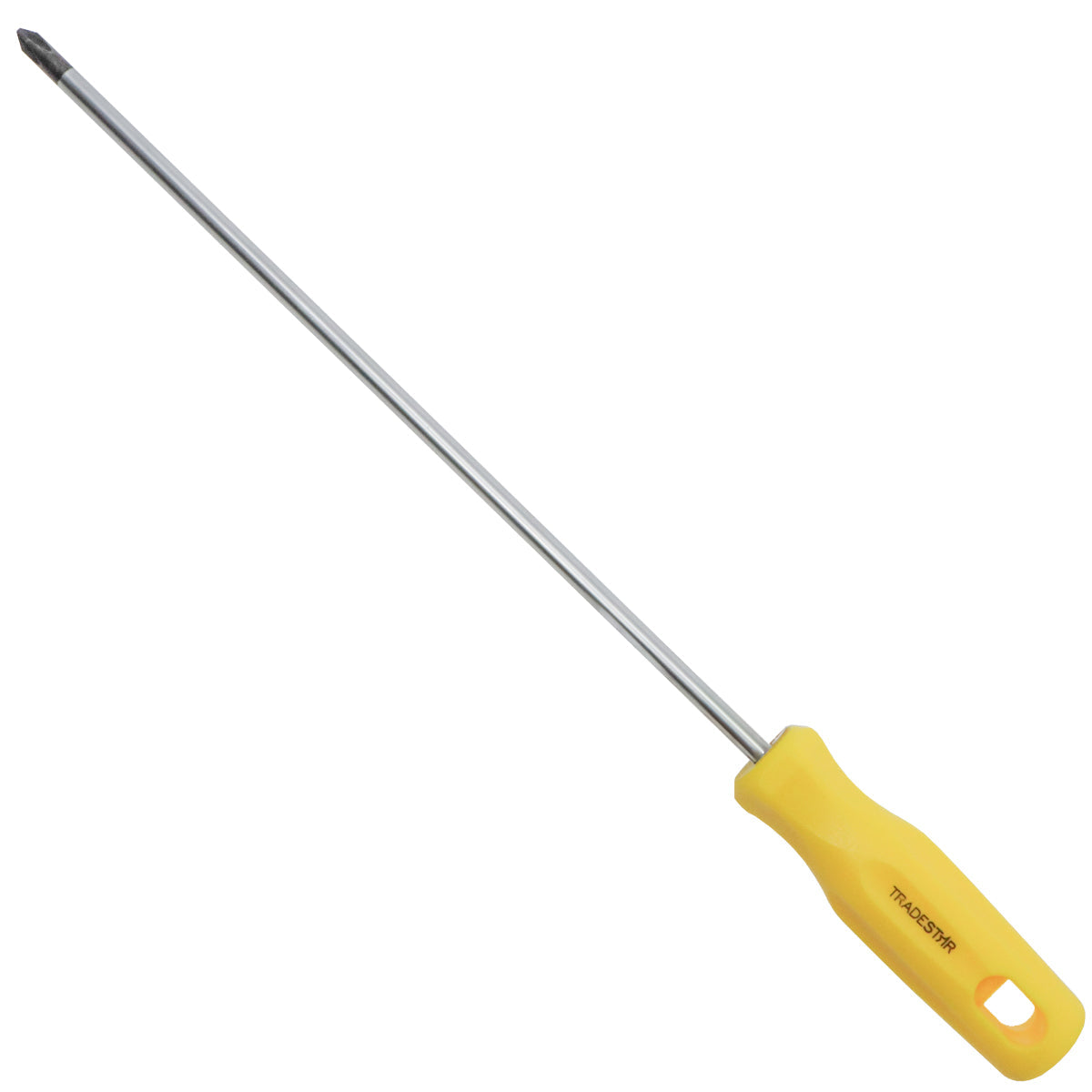 Chave Phillips 1/4x10" Ponta Imantada Tradestar, chave de fenda com ponta cruzada, cabo amarelo ergonômico, ferramenta manual para parafusar e manutenção, aço cromo vanádio, ponta magnetizada, 25cm