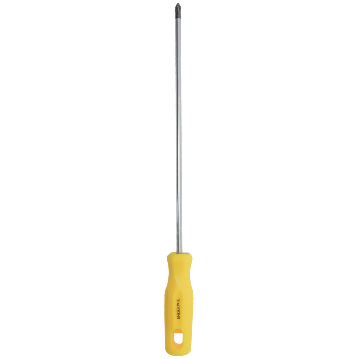 Chave Phillips 1/4x10" Ponta Imantada Tradestar, ferramenta manual com cabo ergonômico amarelo e haste de aço, ideal para parafusar e manutenção. Possui ponta magnetizada para melhor fixação.