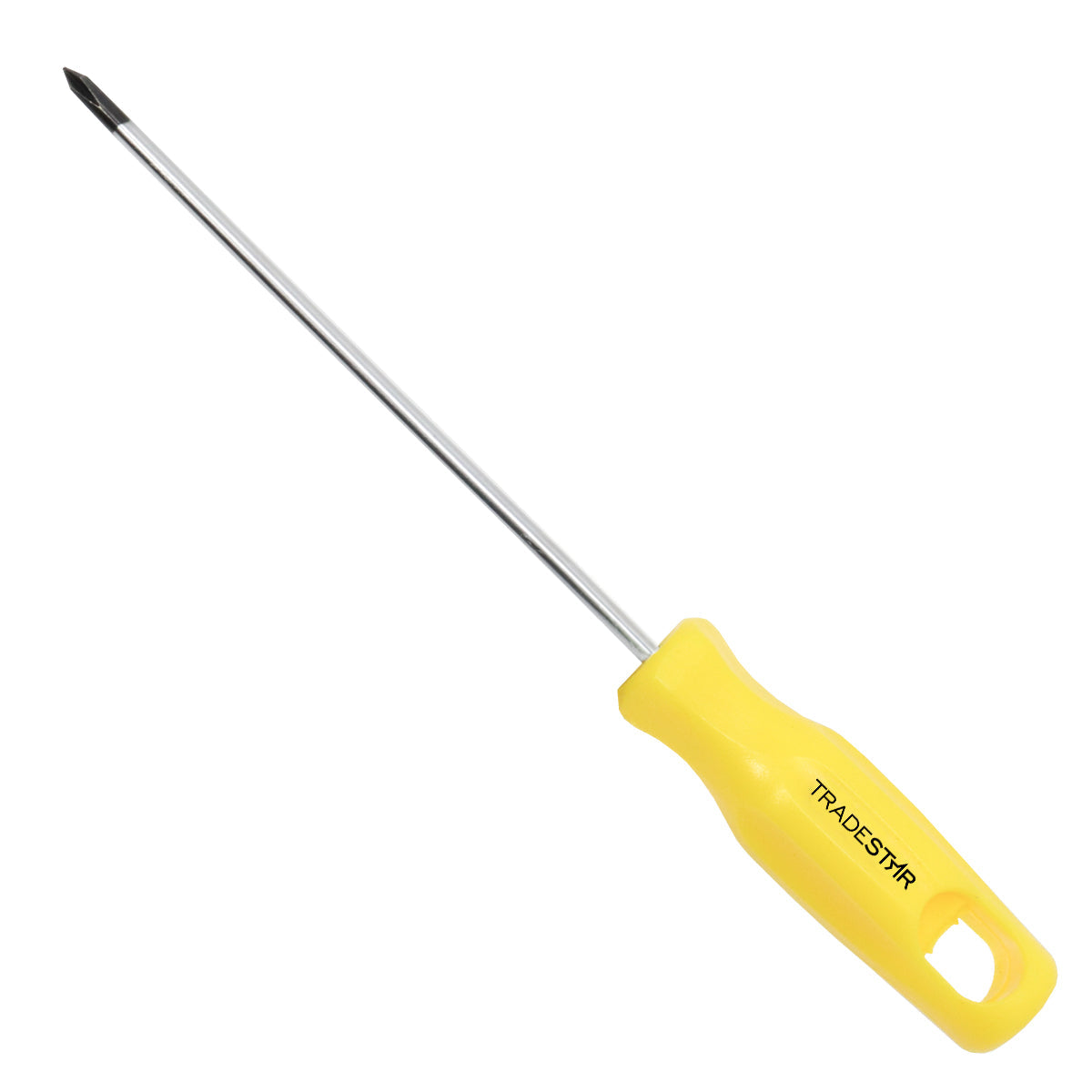 Chave Phillips 1/8x4" Ponta Imantada Tradestar - Chave de fenda com ponta Phillips, tamanho 1/8 polegada e 4 polegadas de comprimento, com cabo ergonômico amarelo e ponta magnetizada. Ideal para manutenção e montagem.