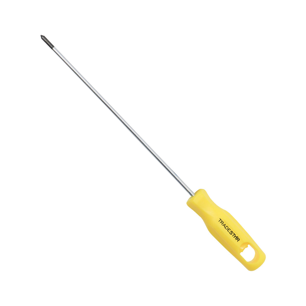 Chave Phillips 1/8x6" Ponta Imantada Tradestar, ferramenta manual de aço cromo vanádio com cabo ergonômico amarelo e ponta magnetizada para parafusos. Ideal para manutenção e montagem.
