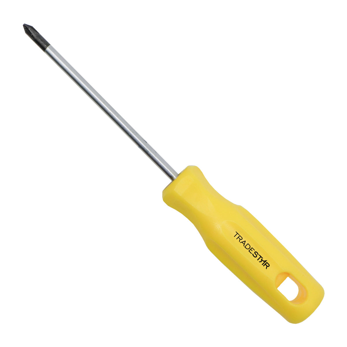 Chave Phillips 3/16x4" Ponta Imantada Tradestar, ferramenta manual com cabo amarelo ergonômico e ponta magnetizada para parafusos. Ideal para manutenção e montagem, aço cromo vanádio, durável e precisa.