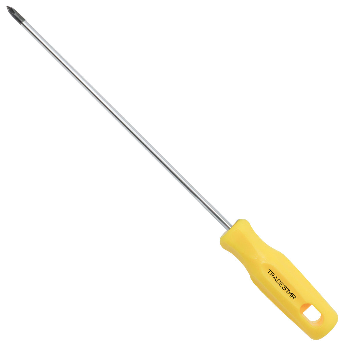 Chave Phillips 3/16x8" Tradestar com ponta imantada, cabo ergonômico amarelo. Ferramenta manual de aço cromo vanádio para parafusar e manutenção.