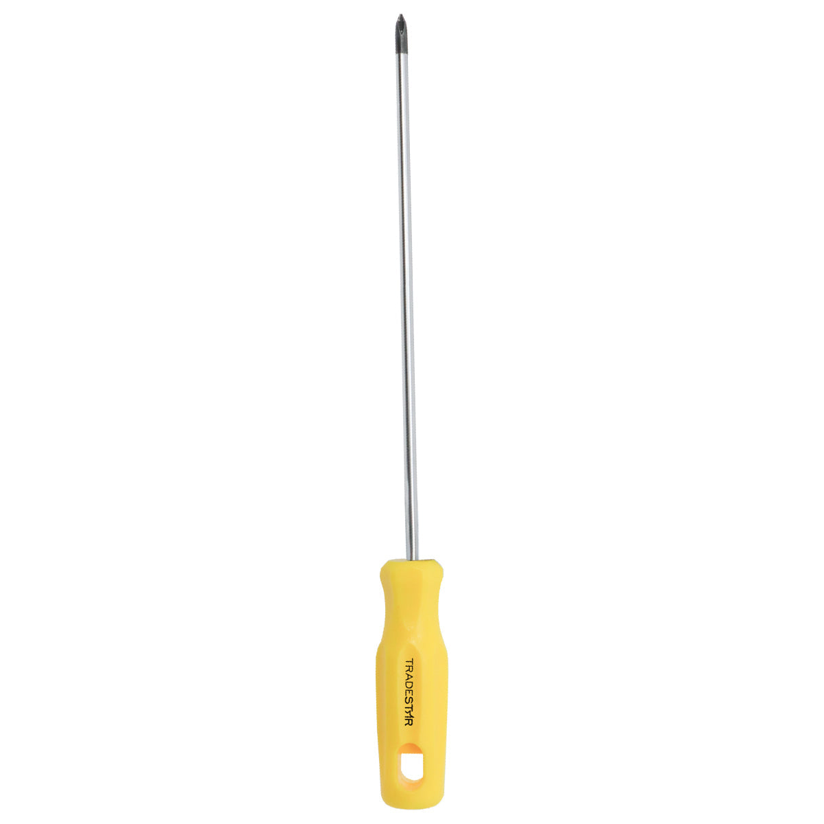 Chave Phillips 3/16x8" Tradestar com ponta imantada, ideal para parafusar com precisão. Ferramenta manual de aço cromo vanádio, cabo ergonômico amarelo. Perfeita para manutenção e montagem.