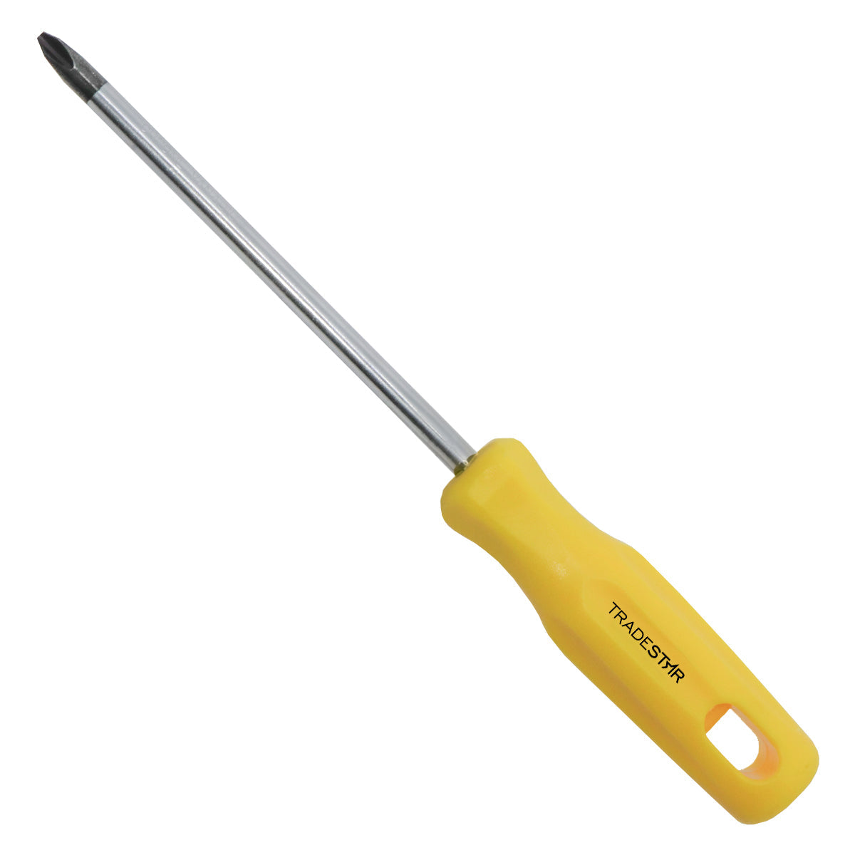 Chave Phillips 5/16x6" Ponta Imantada Tradestar, com cabo ergonômico amarelo e haste de aço cromo vanádio. Ferramenta ideal para parafusar e manutenção, com ponta magnetizada para fixação precisa.