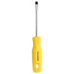 Chave de Fenda 1/4x4" Ponta Imantada Tradestar - Ferramenta manual com ponta chata, cabo amarelo ergonômico e haste de aço cromado. Ideal para parafusar e manutenção em geral. Possui ponta magnetizada para facilitar o uso.