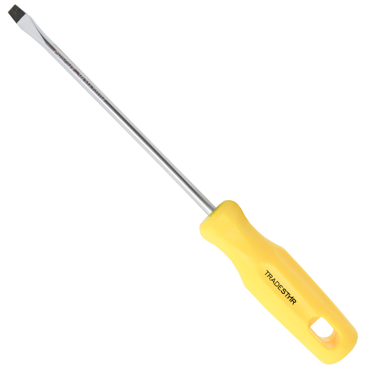 Chave de Fenda 1/4x6" Ponta Imantada Tradestar, ideal para precisão e durabilidade em projetos de bricolagem e profissionais. Fabricada em aço cromo vanádio, com ponta magnetizada, cabo ergonômico e design que garante conforto e segurança. Ferramenta resistente e versátil para diversas aplicações.