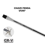 Chave de Fenda 1/4x6" Ponta Imantada Tradestar em aço cromo vanádio, ideal para precisão e durabilidade em projetos de bricolagem e profissionais. Ferramenta com ponta magnetizada, cabo ergonômico e resistente. Perfeita para montagem, reparos e manutenção.