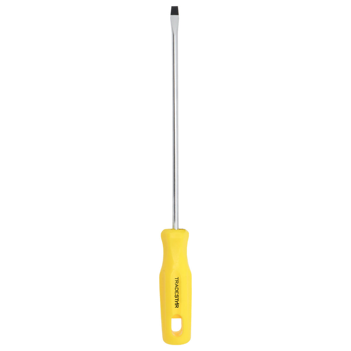 Chave de Fenda Tradestar 1/4x8" Ponta Imantada, ferramenta manual em aço cromo vanádio com cabo ergonômico amarelo, ideal para precisão e durabilidade em projetos de manutenção e montagem.