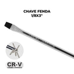Chave de Fenda 1/8x3" Ponta Imantada Tradestar em aço cromo vanádio, ideal para precisão e durabilidade em projetos de bricolagem e manutenção. Ferramenta com ponta magnetizada para melhor fixação de parafusos.