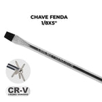Chave de Fenda 1/8x5" Ponta Imantada Tradestar em aço cromo vanádio, ideal para precisão e durabilidade em projetos de bricolagem e manutenção. Possui ponta magnetizada, cabo ergonômico e alta resistência. Ferramenta essencial para parafusar e fixar.