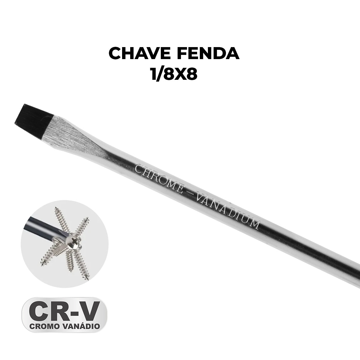 Chave de Fenda 1/8x8 Tradestar com ponta imantada, fabricada em aço cromo vanádio (CR-V). Ferramenta manual ideal para parafusar e desparafusar com precisão. Possui cabo ergonômico e ponta magnetizada para facilitar o uso. Perfeita para trabalhos de manutenção, montagem e reparos.