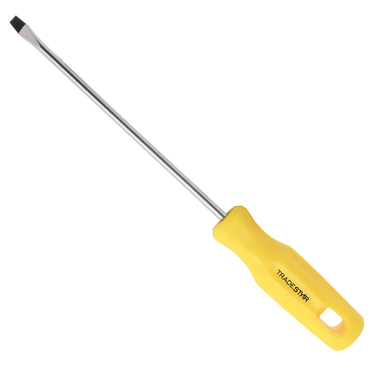 Chave de Fenda 3/16x6" Ponta Imantada Tradestar, ideal para precisão e durabilidade em projetos de bricolagem e profissionais. Cabo ergonômico amarelo, ponta magnetizada e corpo em aço cromo vanádio.