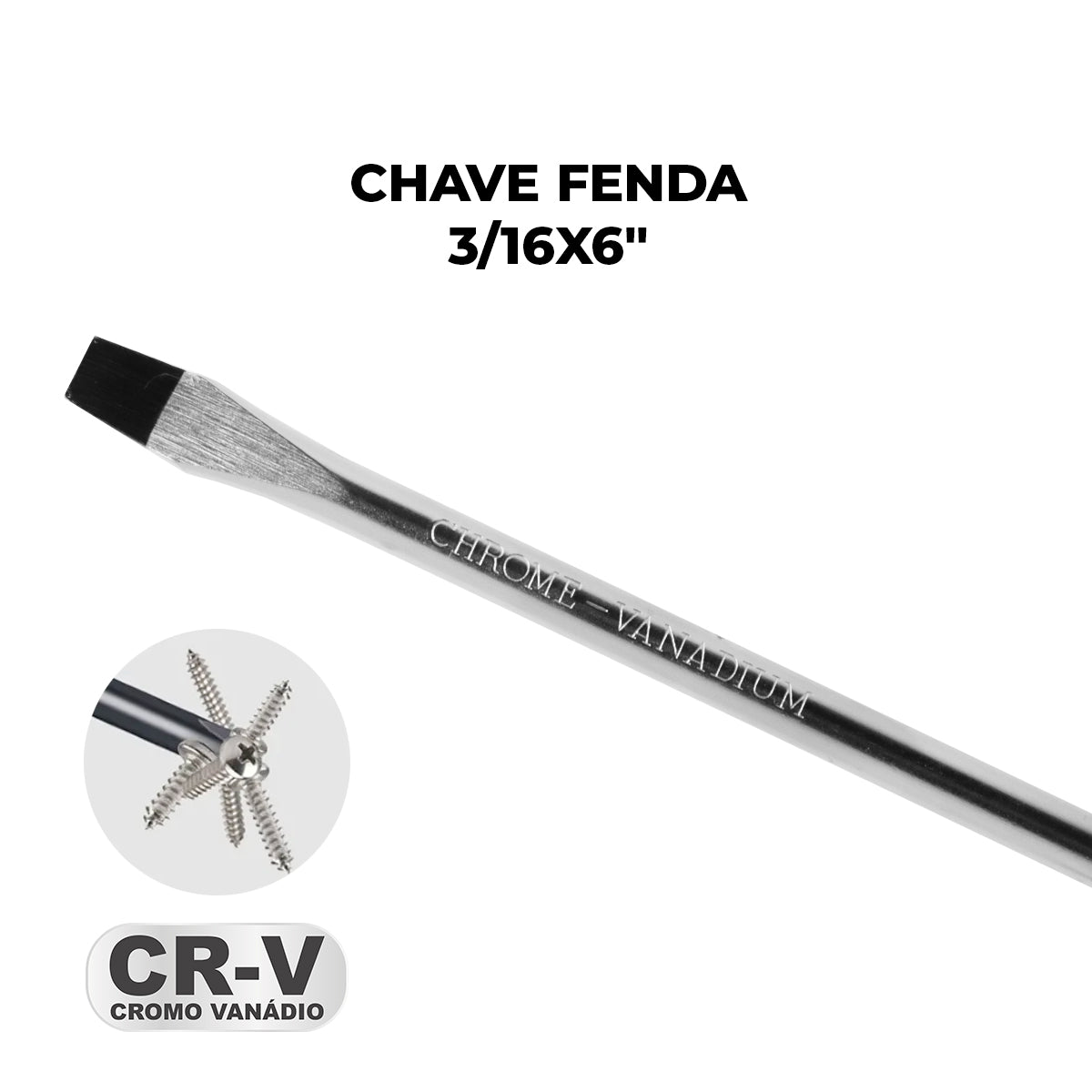 Chave de Fenda 3/16x6" Ponta Imantada Tradestar em aço cromo vanádio, ideal para precisão e durabilidade em projetos de manutenção e montagem. Ferramenta com ponta magnetizada e cabo ergonômico, garantindo eficiência e conforto no uso. Produto original, com garantia e envio imediato.
