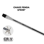 Chave de Fenda 3/16x8" Ponta Imantada Tradestar em aço cromo vanádio, ideal para precisão e durabilidade em trabalhos de manutenção e montagem. Ferramenta com ponta magnetizada e cabo ergonômico para conforto e segurança.