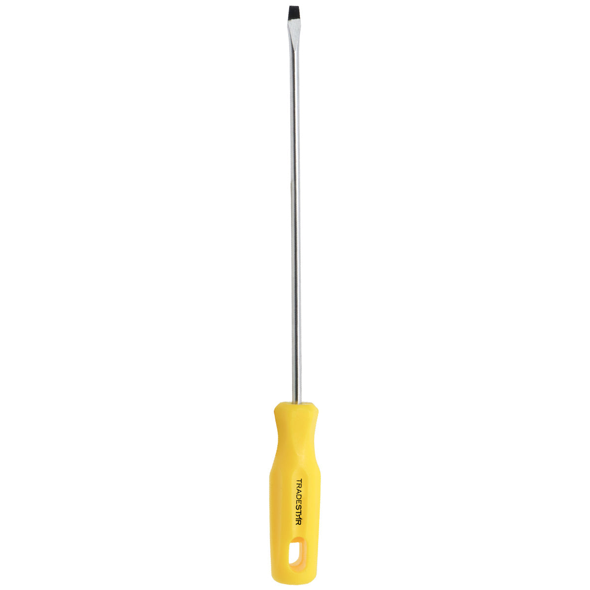 Chave de Fenda 3/16x8" Ponta Imantada Tradestar, com cabo ergonômico amarelo e haste de aço, ideal para trabalhos de precisão e manutenção. Ferramenta manual de alta qualidade e durabilidade, com ponta magnetizada para facilitar o uso.