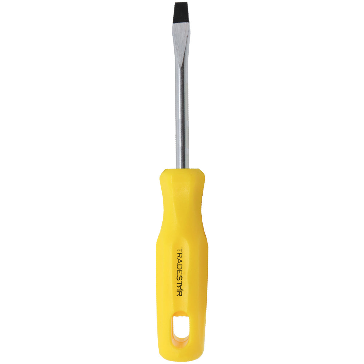 Chave de Fenda 5/16x4" Ponta Imantada Tradestar, ideal para precisão e durabilidade em projetos de bricolagem e profissionais. Fabricada em aço cromo vanádio, com cabo ergonômico amarelo e ponta magnetizada. Ferramenta resistente e versátil para manutenção e montagem.