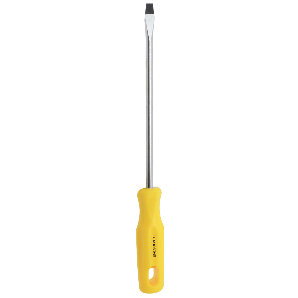 Chave de Fenda 5/16x8" Ponta Imantada Tradestar - Ferramenta manual com cabo ergonômico amarelo, haste de aço e ponta magnetizada. Ideal para trabalhos de precisão e durabilidade em manutenção e montagem.