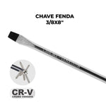 Chave de Fenda 3/8x8" Ponta Imantada Tradestar em aço cromo vanádio, ideal para trabalhos de precisão. Ferramenta com ponta magnetizada para fixação de parafusos e cabo ergonômico para conforto e segurança. Perfeita para montagem, reparos e projetos diversos. CR-V (Cromo Vanádio).