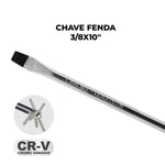 Chave de Fenda 3/8x10" Ponta Imantada Tradestar em aço cromo vanádio, ideal para precisão e durabilidade em projetos de manutenção e montagem. Possui ponta magnetizada e cabo ergonômico.