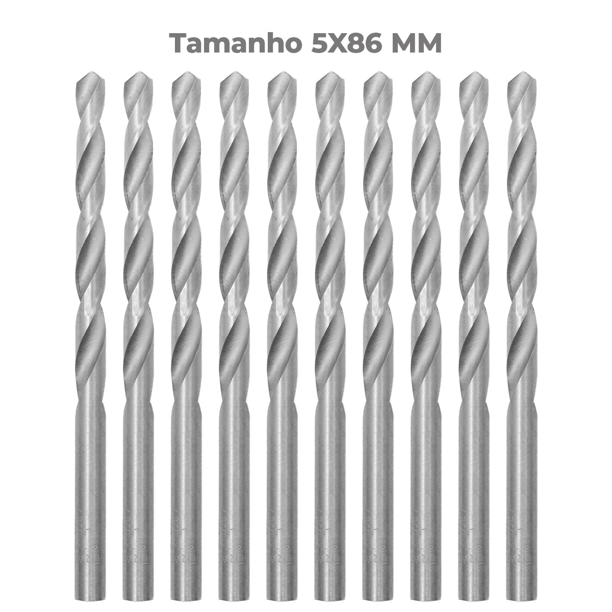 Broca em HSS Aço Rápido DIN 338 5x86mm Tradestar - Pacote com 10 unidades. Brocas de alta qualidade para perfuração precisa em metal, madeira e plástico. Ideal para profissionais e hobbistas. Aço rápido HSS, durabilidade e eficiência garantidas.