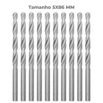Broca em HSS Aço Rápido DIN 338 5x86mm Tradestar - Pacote com 10 unidades. Brocas de alta qualidade para perfuração precisa em metal, madeira e plástico. Ideal para profissionais e hobbistas. Aço rápido HSS, durabilidade e eficiência garantidas.