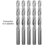 Broca em HSS Aço Rápido DIN 338 9x125mm Tradestar - Pacote com 5 brocas de alta performance para perfuração em metal, madeira e plástico. Ferramenta durável e precisa para uso profissional e hobby.