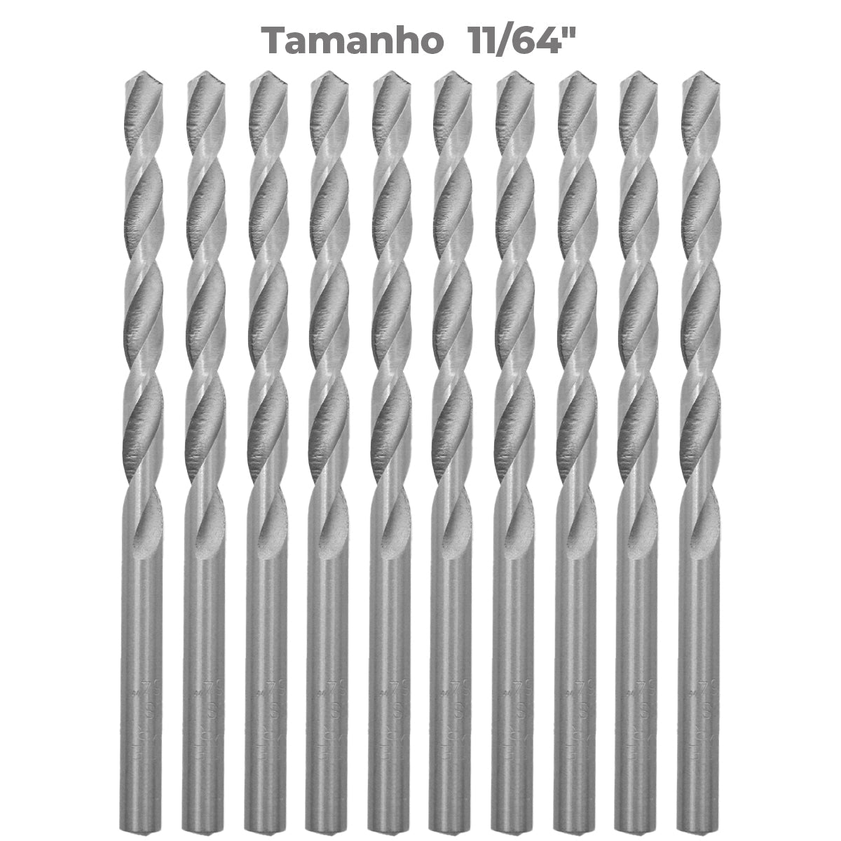 Broca em HSS Aço Rápido DIN 338 11/64" Tradestar - Pacote com 10 brocas de aço rápido para perfuração em metal, madeira e plástico. Ferramenta de alta qualidade, durável e precisa para uso profissional e hobby.