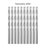 Broca em HSS Aço Rápido DIN 338 3/16" Tradestar - Pacote com 10 brocas de aço rápido para perfuração em metal, madeira e plástico. Ferramenta de alta qualidade para profissionais e hobbistas, com ponta otimizada para cortes precisos e durabilidade.