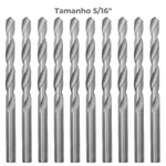 Broca HSS Aço Rápido DIN 338 5/16 Tradestar - Pacote com 5 brocas de aço rápido para perfuração em metal, madeira e plástico. Ferramenta de alta qualidade para uso profissional e hobby, com ponta otimizada para cortes precisos e durabilidade.