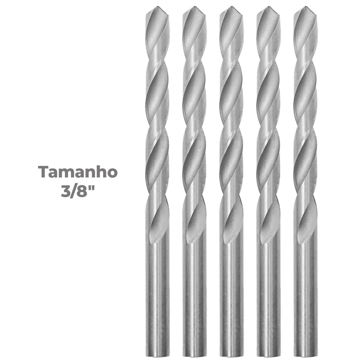 Brocas HSS Aço Rápido DIN 338 3/8 Tradestar - Pacote com 5 unidades. Brocas de alta qualidade para perfuração em metal, madeira e plástico. Ferramenta durável e precisa para uso profissional e hobby.