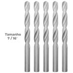 Broca em HSS Aço Rápido DIN 338 7/16 Tradestar - Pacote com 5 brocas de aço rápido para perfuração em metal, madeira e plástico. Ideal para uso profissional, oferece precisão e durabilidade. Tamanho 7/16 polegadas.