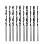 Brocas para madeira Tradestar 3x60mm em aço carbono com 3 pontas, pacote com 10 unidades. Ferramenta para perfuração precisa em madeira, ideal para carpinteiros e hobbistas. Brocas com ponta afiada e design helicoidal para remoção eficiente de resíduos.