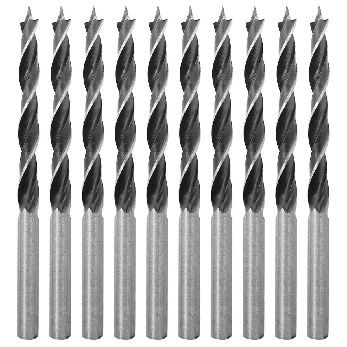 Broca para madeira em aço carbono Tradestar 6x90mm com 3 pontas, pacote com 10 unidades. Ferramenta para perfuração precisa em madeira, ideal para carpinteiros e hobbistas. Brocas helicoidais com pontas afiadas para corte eficiente e remoção de resíduos.